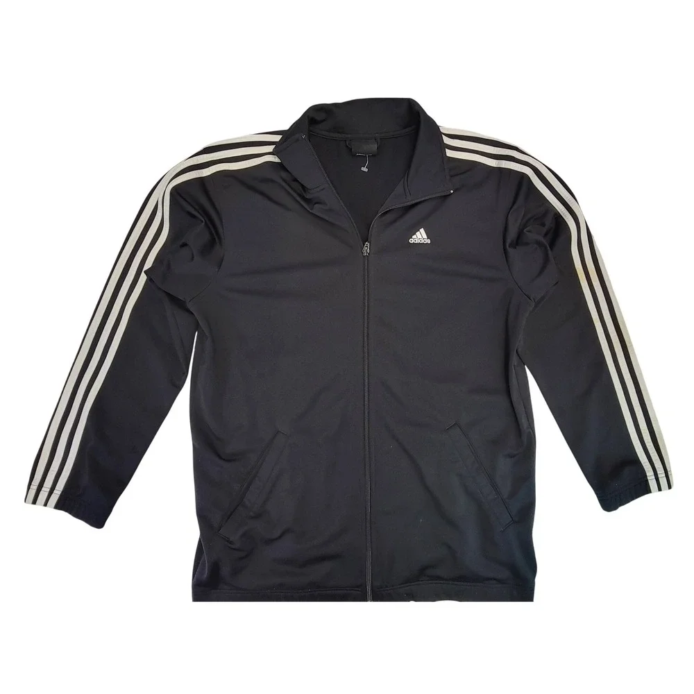 Adidas Track Jacket‎ Black White Stripes Full Zip Athletic Mens Size S